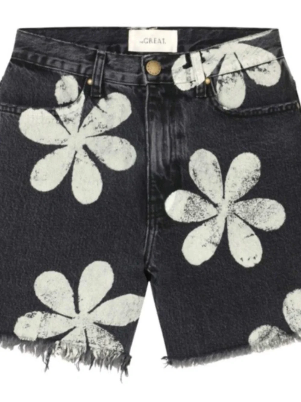 NWT THE GREAT.THE EASY CUT OFF SHORT - Gray DAISY CHECKSTAMP